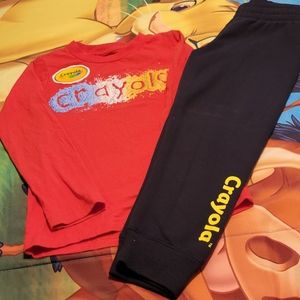 Toddler boy Crayola size 4t, red long sleeve shirt/ black pants